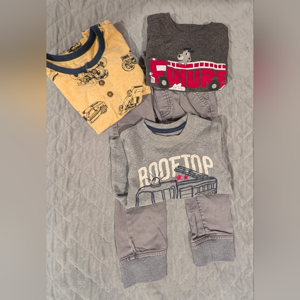 2T Kids Graphic Tees and Pants Set
